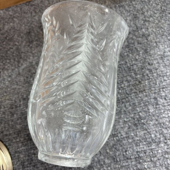 VTG Christmas Trees Hurricane Lamp Candle Holder Silvertone Base Y2K Farmhouse - Picture 13 of 16